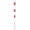 Barrier posts | Steel tube  60 x 2,5 mm | removable | without locking mechanism | hot-dip galvanized and white coated withthree red reflecting stripes | with 1 eyelet